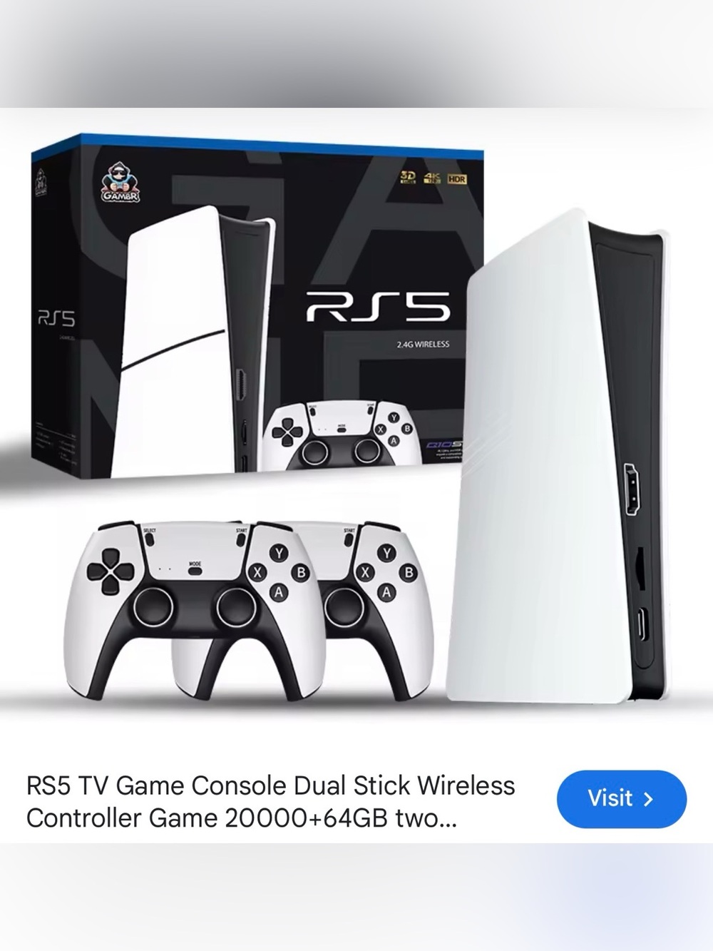 White Home Gaming Console with Dual Wireless Controllers